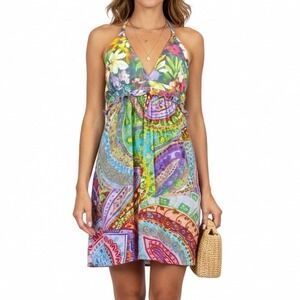 Jam's World Just for Fun Paisley Quartz Backless Dress Large Multicolor Strappy